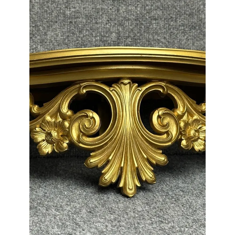 Vintage ornate gold wall shelf 19” French Provincial Hollywood Regency resin